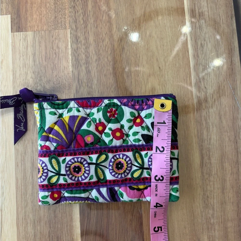 Vera Bradley Viva La Vera Retired Print Floral Coin Purse Pouch Zipper EC